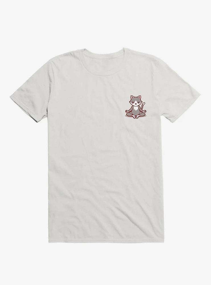 Cat Animals Meditation Zen Buddhism White T-Shirt