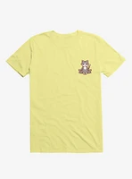 Cat Animals Meditation Zen Buddhism Corn Silk Yellow T-Shirt