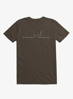 Cat Line Heartline Brown T-Shirt