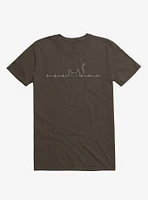 Cat Line Heartline Brown T-Shirt