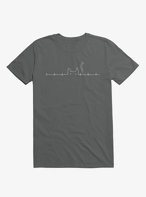 Cat Line Heartline Charcoal Grey T-Shirt