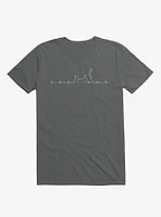 Cat Line Heartline Charcoal Grey T-Shirt