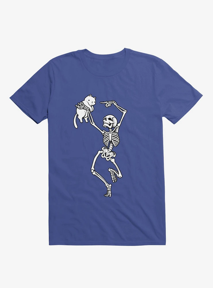 Dancing Skeleton With A Cat Royal Blue T-Shirt