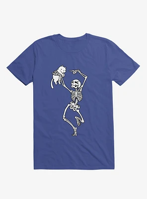 Dancing Skeleton With A Cat Royal Blue T-Shirt