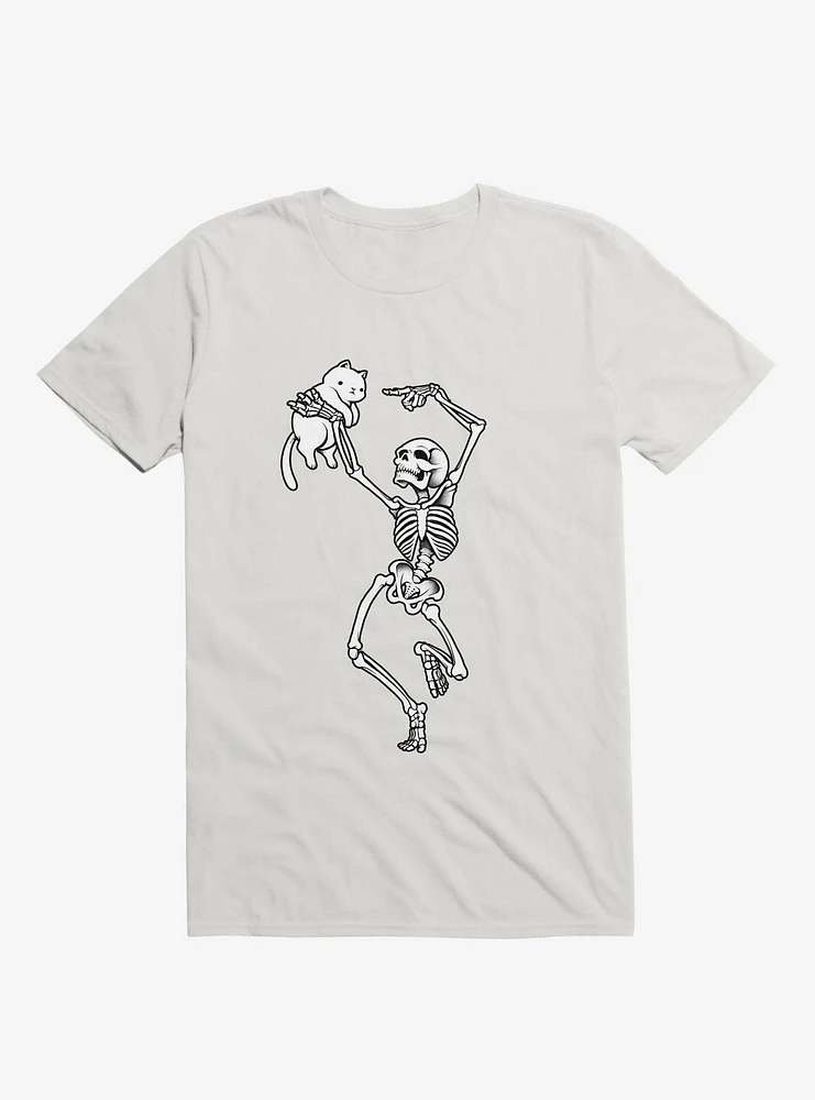 Dancing Skeleton With A Cat White T-Shirt