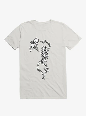 Dancing Skeleton With A Cat White T-Shirt