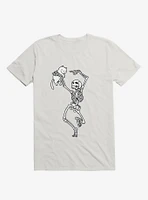 Dancing Skeleton With A Cat White T-Shirt