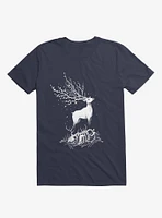 Life After Death Reborn Deer Navy Blue T-Shirt