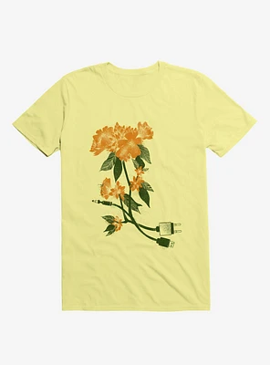 Digital Flower Corn Silk Yellow T-Shirt