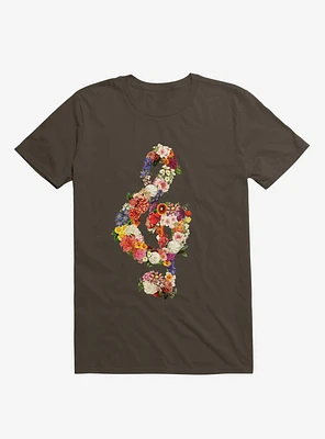 Flower Music Heart Brown T-Shirt