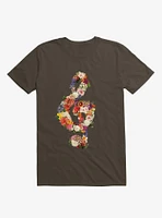 Flower Music Heart Brown T-Shirt