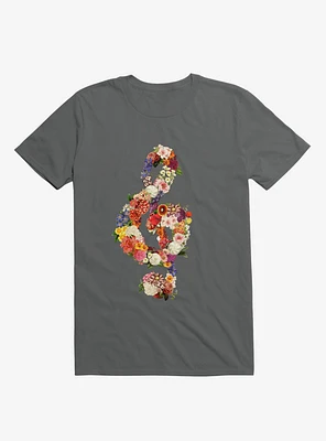 Flower Music Heart Charcoal Grey T-Shirt
