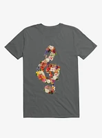 Flower Music Heart Charcoal Grey T-Shirt