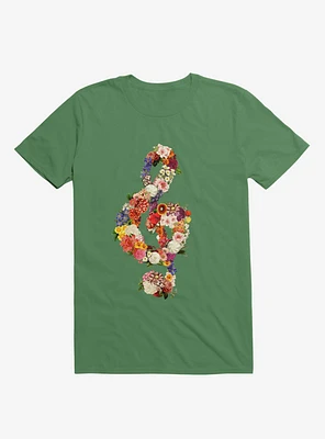 Flower Music Heart Kelly Green T-Shirt