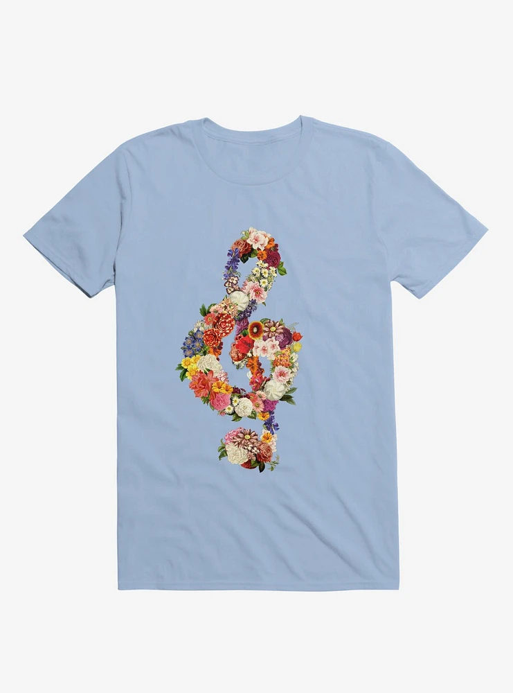 Flower Music Heart Light Blue T-Shirt