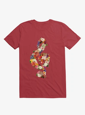 Flower Music Heart Red T-Shirt