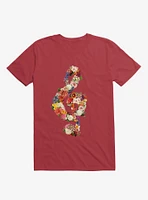 Flower Music Heart Red T-Shirt