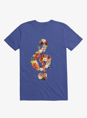 Flower Music Heart Royal Blue T-Shirt