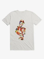 Flower Music Heart White T-Shirt