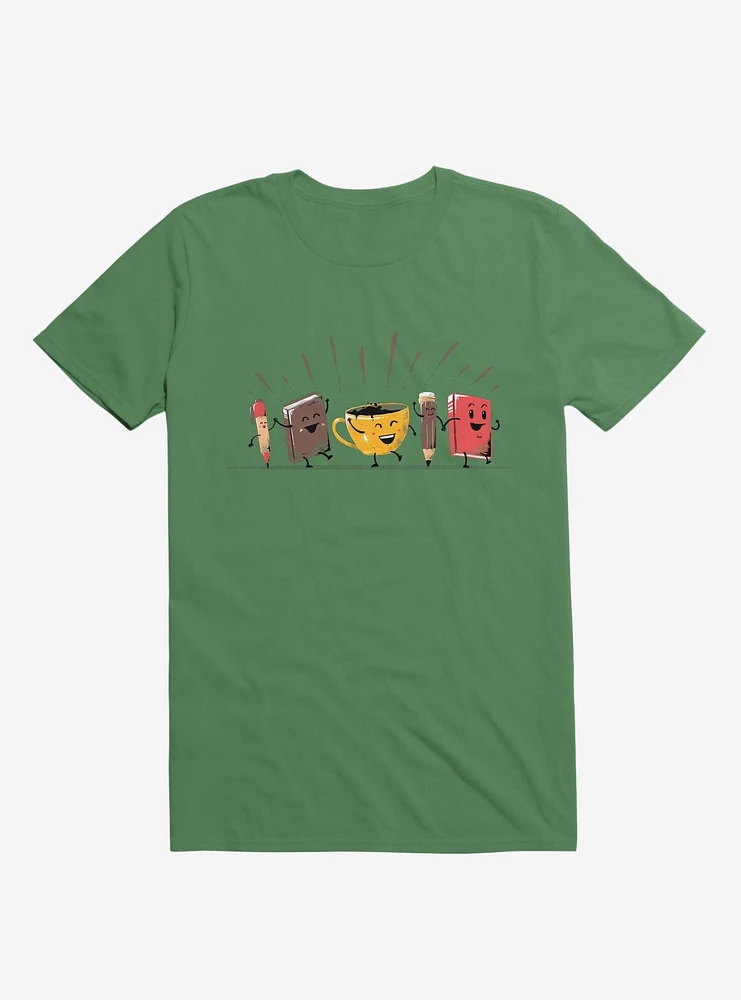 Back To School Coffee Kelly Green T-Shirt