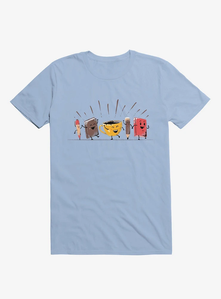 Back To School Coffee Light Blue T-Shirt