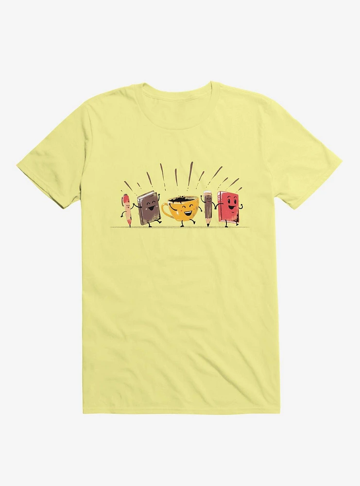 Back To School Coffee Corn Silk Yellow T-Shirt