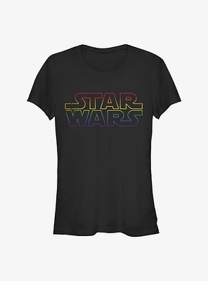 Star Wars Outline Rainbow Logo T-Shirt