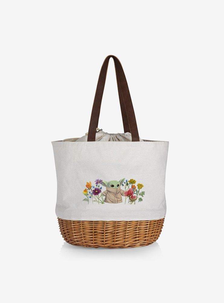 Star Wars The Mandalorian The Child Canvas Willow Basket Tote Beige