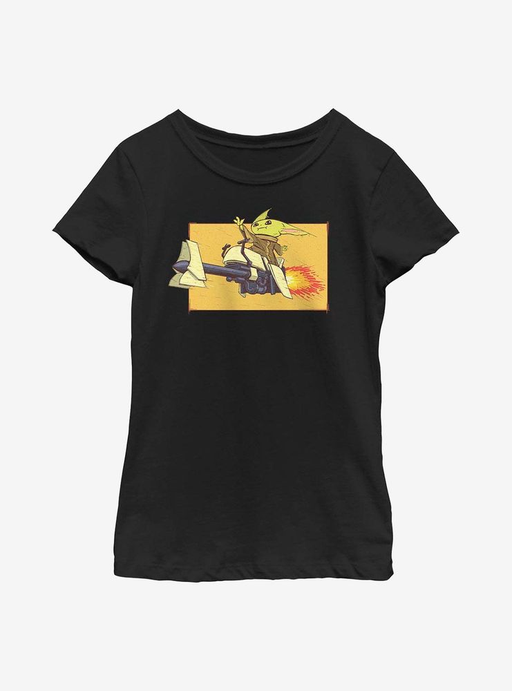 Star Wars The Mandalorian Speeder Bike Force Youth Girls T-Shirt