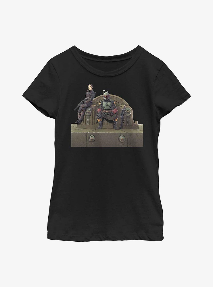 Star Wars The Mandalorian Throne Of Fett Youth Girls T-Shirt