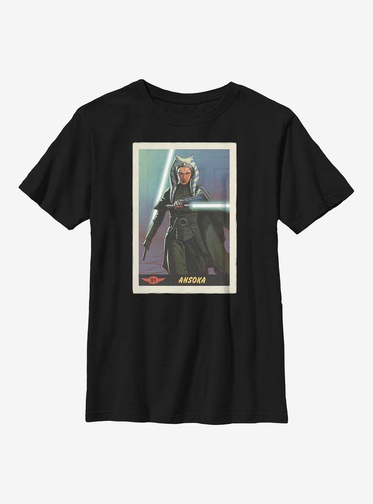 Star Wars The Mandalorian Ahsoka Card Youth T-Shirt