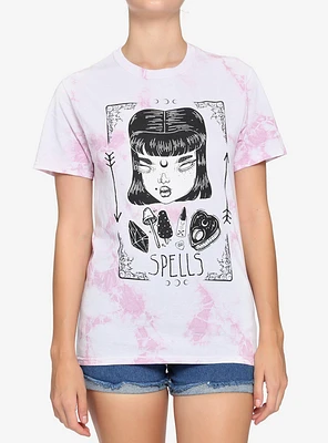 Spells Pink Tie-Dye Boyfriend Fit Girls T-Shirt By Lolle