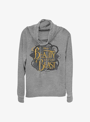 Disney Beauty And The Beast Live Action Logo Thorns Dark Cowlneck Long-Sleeve Girls Top