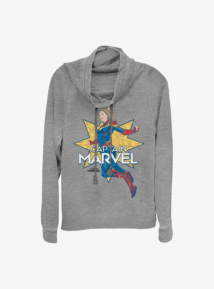 Marvel Captain Star Cowlneck Long-Sleeve Girls Top