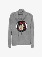 Marvel Black Widow Framed Cartoon Portrait Cowlneck Long-Sleeve Girls Top