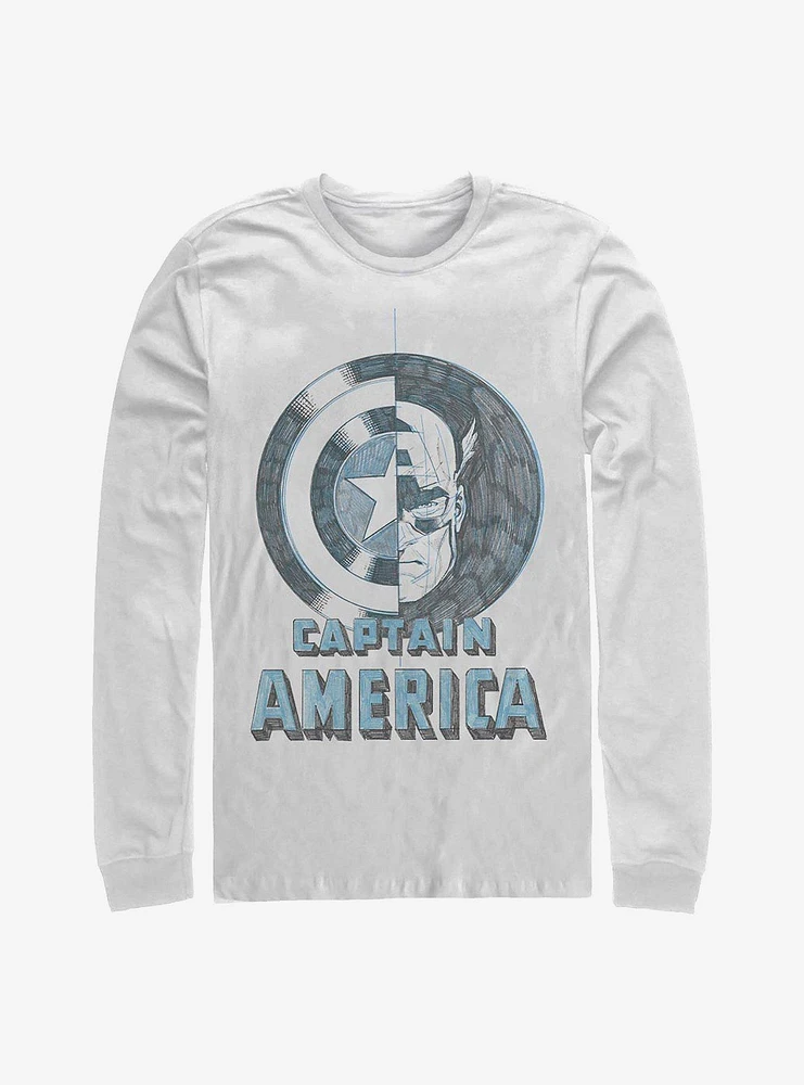 Marvel Captain America Shield Face Long-Sleeve T-Shirt