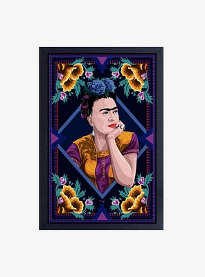 Frida Kahlo Flower Corners Framed Wood Wall Art