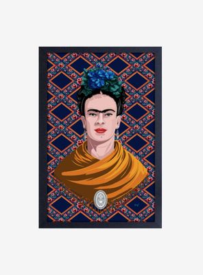 Frida Kahlo Flower Lattice Framed Wood Wall Art