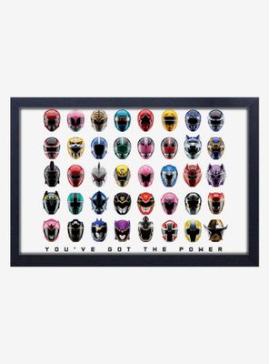 Mighty Morphin Power Rangers Helmets Framed Wood Wall Art