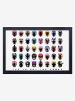 Mighty Morphin Power Rangers Helmets Framed Wood Wall Art