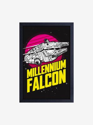 Star Wars Millenium Falcon Retro Framed Wood Wall Art