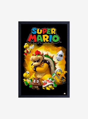Super Mario Bowser And His Minions Framed Wood Wall Art