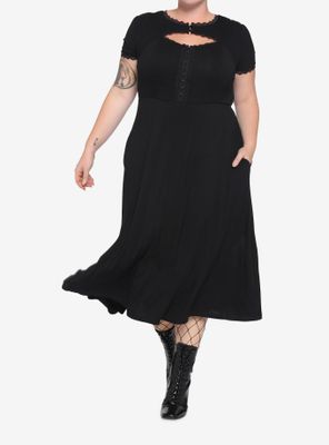 Black Henley Midi Dress Plus