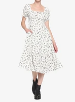 Ivory Floral Mushroom Empire Midi Dress