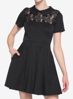 Black Collar Lace Illusion Skull Panel Dress