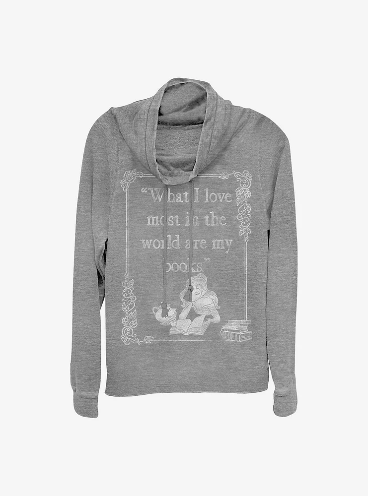 Disney Beauty And The Beast Book Lover Cowlneck Long-Sleeve Girls Top