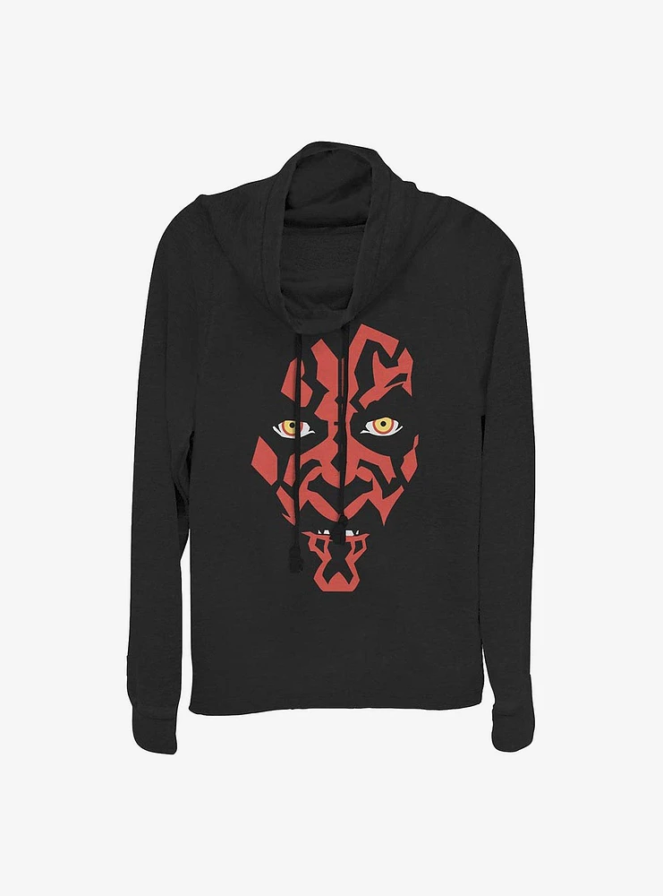 Star Wars Darth Maul Face Cowlneck Long-Sleeve Girls Top