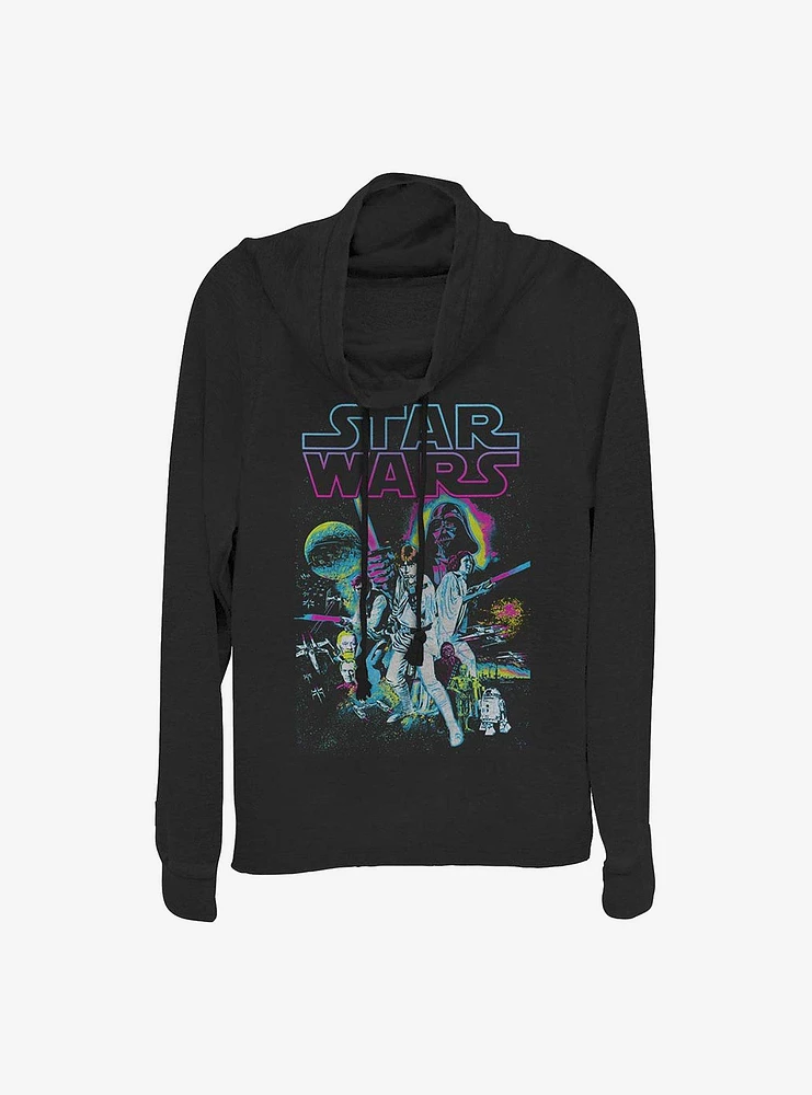 Star Wars Neon Hope Cowlneck Long-Sleeve Girls Top