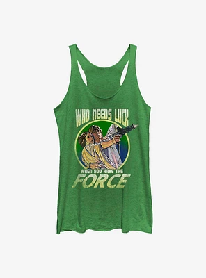 Star Wars Who Needs Luck Luke And Leia Girls Tank Top