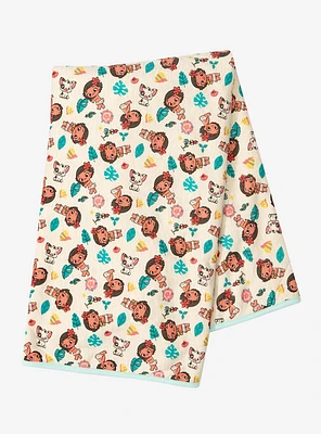 Disney Moana Tropical Icons Allover Print Baby Blanket - BoxLunch Exclusive